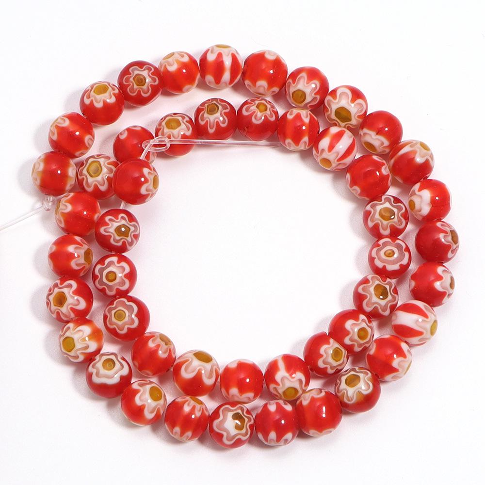 Bunte runde Lampwork-Perlen mit Millefiori-Muster für DIY-Handarmbänder