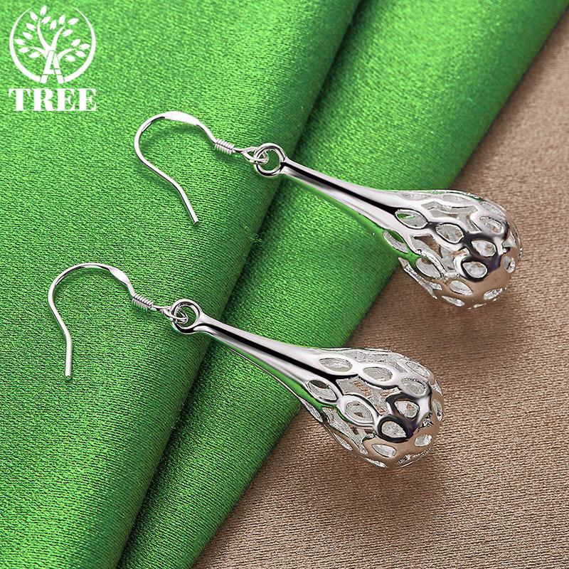 Classic 925 Sterling Silver Hollow Water Drop Earrings For Women Jewelry High-Quality Luxury Accessories Anniversary Party Gifts