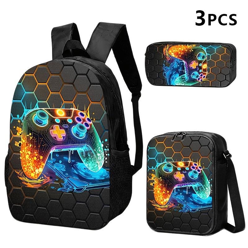 תיק גב גדול עם רצועת כתף; סט נרתיק שלוש חלקים לתלמיד