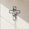 Praying Hands Cross Open Frame Metal Belief Wall Hanging Minimalist Prayer