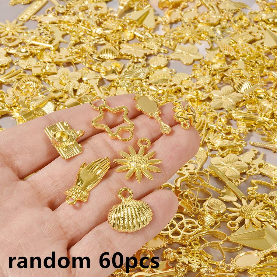 30/60/100 szt. Wielokolorowa Losowa Mieszanka Stop Metalowy Urocze Zawieszki Do Tworzenia Biżuterii Akcesoria Zwierzę Roślina Muszla DIY Bransoletki Wisiorek