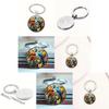 Watercolor Bird Group Glass Keyring With Alloy Material For Gift And Everyday Use