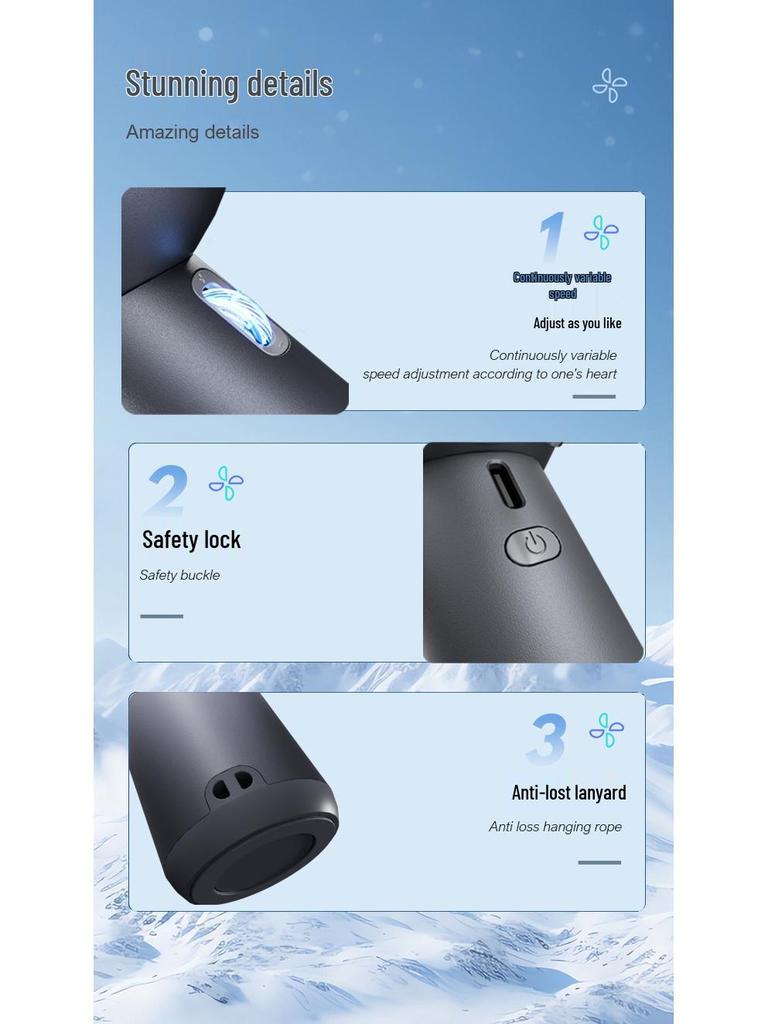 High-Speed Outdoor Handheld USB Fan: Portable, Rechargeable, Mini Hurricane Turbo.