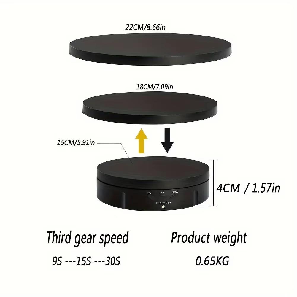 Motorised Rotating Mirror Display Stand,360 Degree Turntable, Jewellery Holder,USB Power Supply, Rotating Shooting, Three Speeds