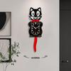 Vintage Cat Clock Cute Non Ticking Funny Retro Cat Wall Clocks with Moving Tail for Living Room Kitchen Study Home Office School