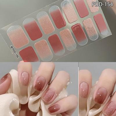 Floristic 14Strips Gel Nail Stickers Floristic Full Cover Gel Nail Polish Strips Semi Cured Nail Patch DIY Nail Art Making