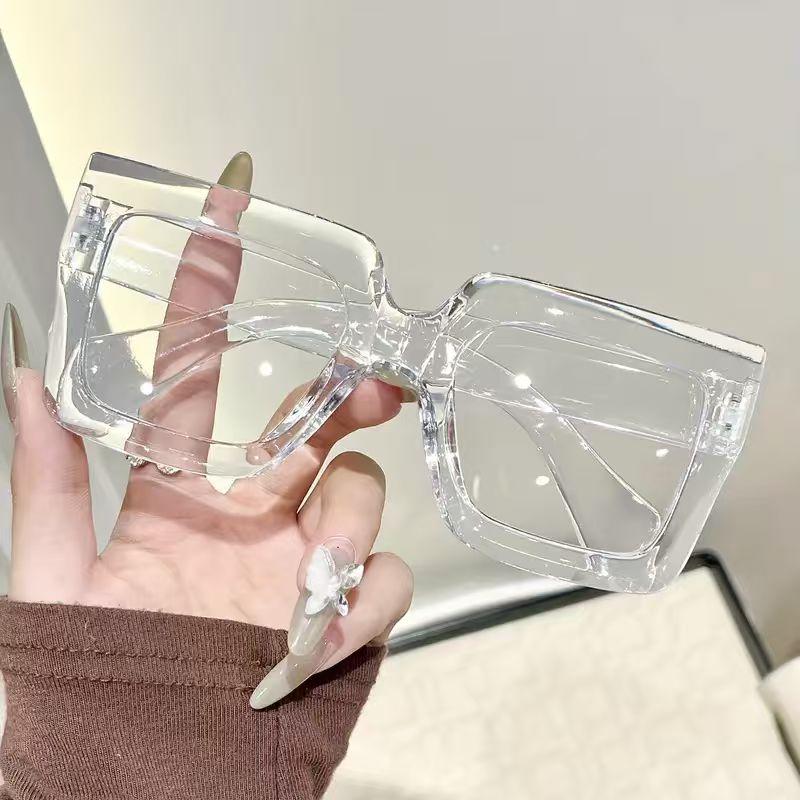 1Pc Women'S Retro Fashion Geometric Glasses With Transparent Lenses Suitable For Casual Daily Life Reading Decoration And Gif