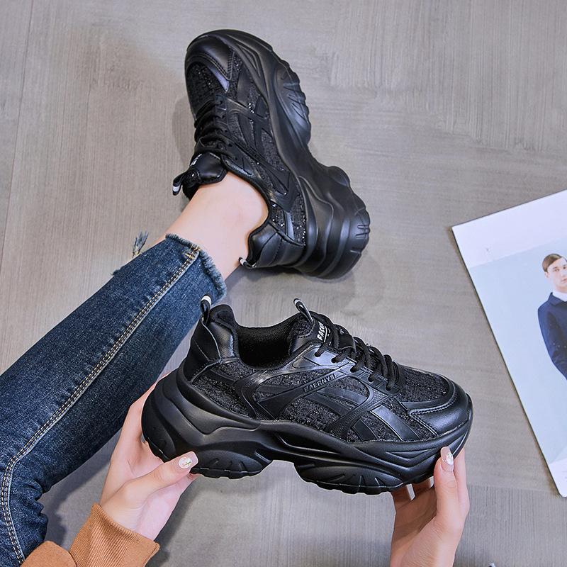 

Dad Shoes Женские весенние новые универсальные белые туфли на платформе с круглым носком Кроссовки 40 чёрный