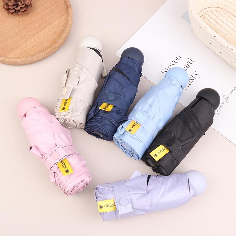 Five-Folding Dual-Purpose Capsule Umbrella Sun Protection Sunshade Pocket Women'S Umbrella Compact Umbrella Foldable Rain