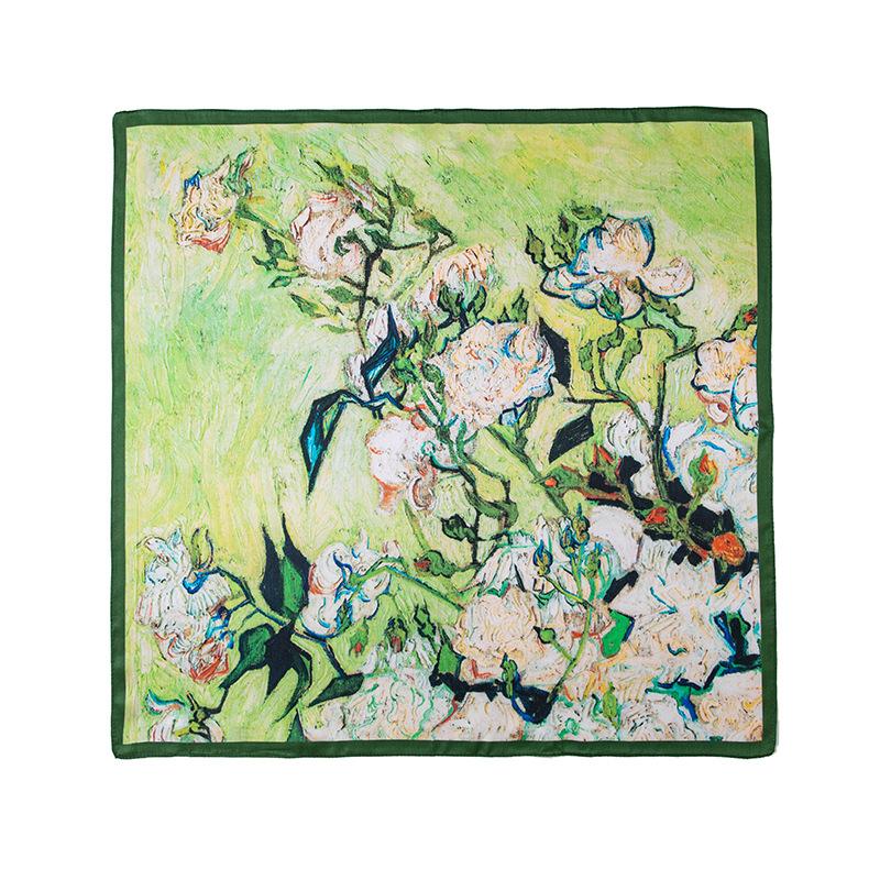 53Cm spring and summer new temperament women's 100% mulberry silk printed silk scarf fashion versatile high-end scarf shawl