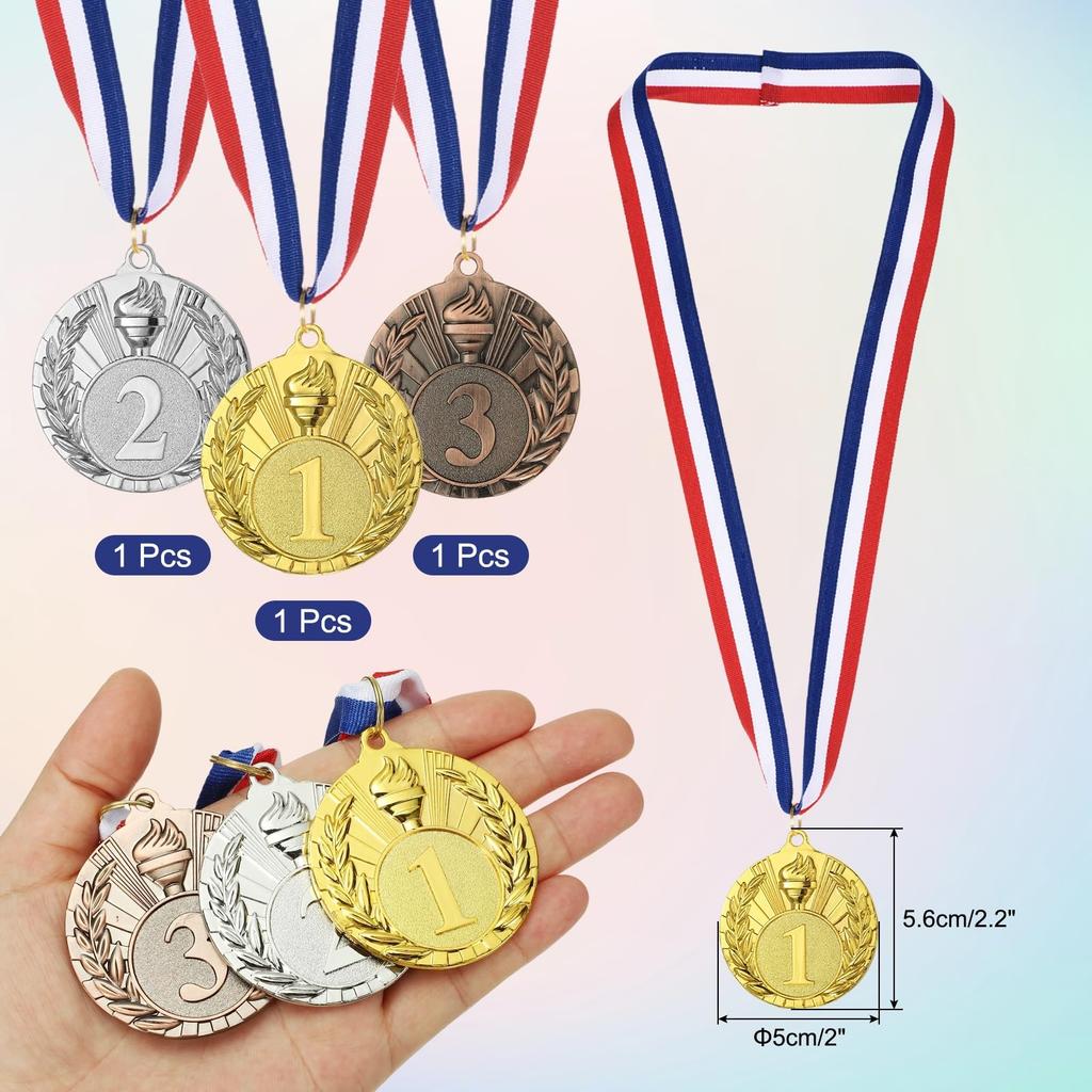 PATIKIL 2" Metal Award Medals 3 Pieces 2nd and 3rd