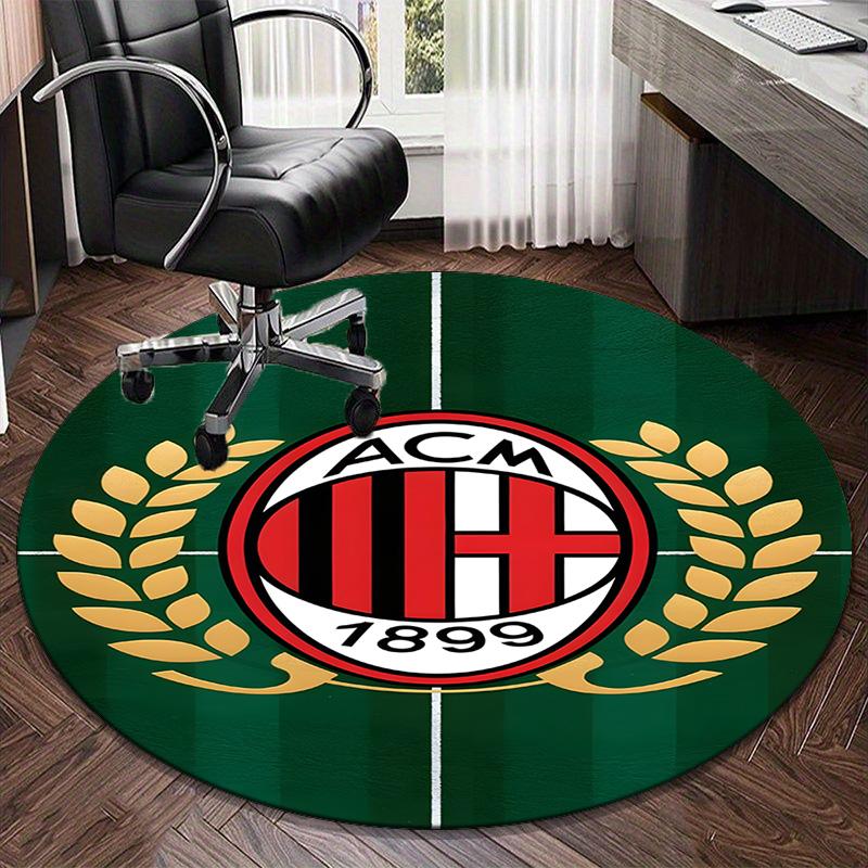 1PCS Tappeto Rotondo Milan Football Club Stampato Tappeto Rotondo per Area, Tappeto per Casa Ufficio, Tappeto Rotondo per Sedia, Tappeto Decorativo Regali per Fan Regalo di Natale