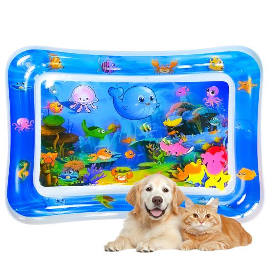 Kocia Podkładka Świecąca Dmuchana Mata Wodna Mata do Zabawy z Wbudowanymi Koralikami Błyskowymi Światło Otoczenia Gra Wizualna Nocna Zabawka dla Zwierząt