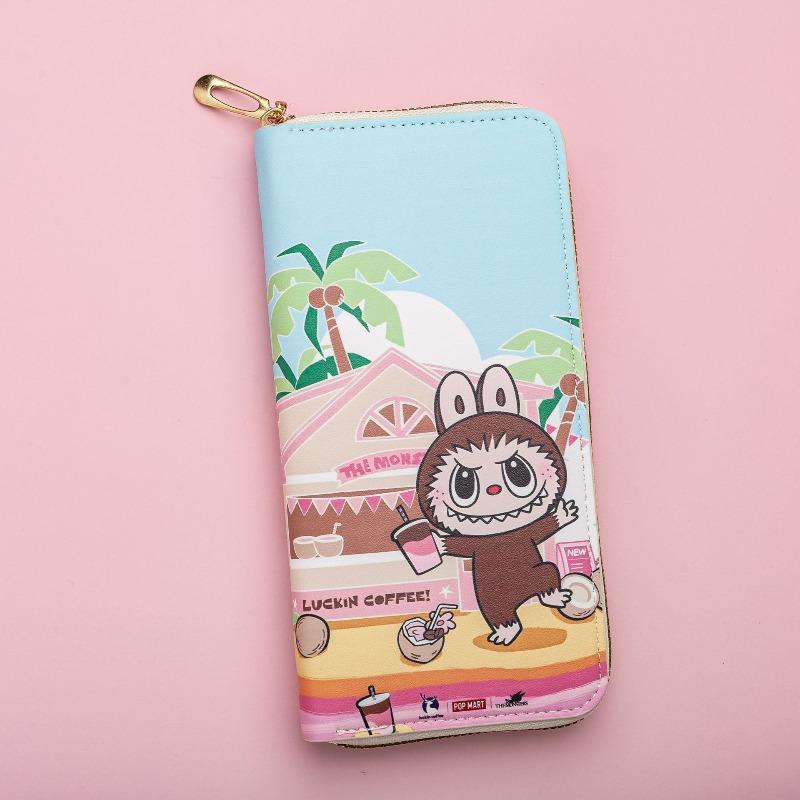 Labubu change bag long wallet cartoon cute fresh large capacity zipper card bag clutch bag