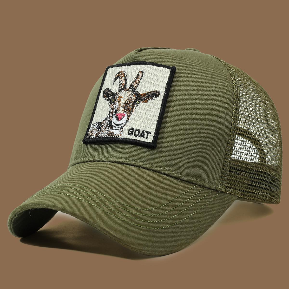 Yiran bag Unisex Trucker Cap Met Geitenborduurwerk & Applicatie - Ideaal Voor Dagelijkse Casual Kleding, Sport En Reizen