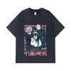 275 GSM Washed T-shirts 100% Cotton Jujutsu Kaisen V40 Print Unisex Heavy Cotton T Shirt