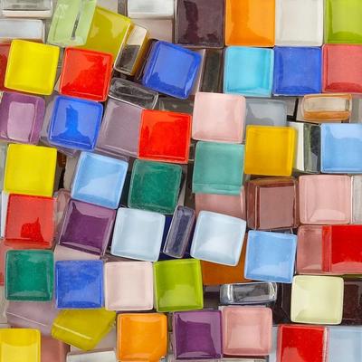 100g smíšené mozaikové kousky, různé barvy, čtvercové třpytivé skleněné mozaikové dlaždice pro DIY řemeslné potřeby, modrá, fialová, zelená, arte