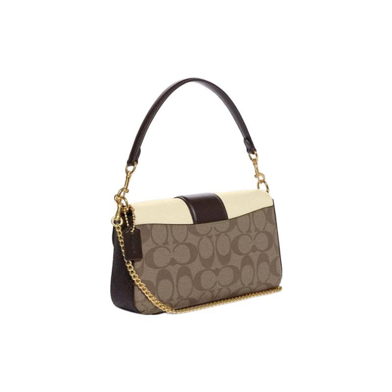 COACH Grace Coated Canvas Leather Shoulder Bag , Portable Crossbody Bag Mini Women's Khaki Brown White (Unisex) Handbags CC033 IMOTV