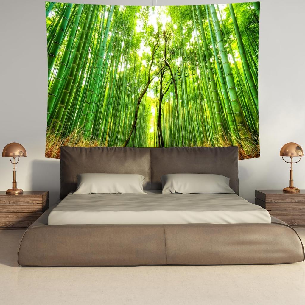 Delur Forest Pathway Tapestry Sunset Tropical Rainforest Nature Tree Tapestry Wall Hanging Sunrise Scenic Natural Green Landscap