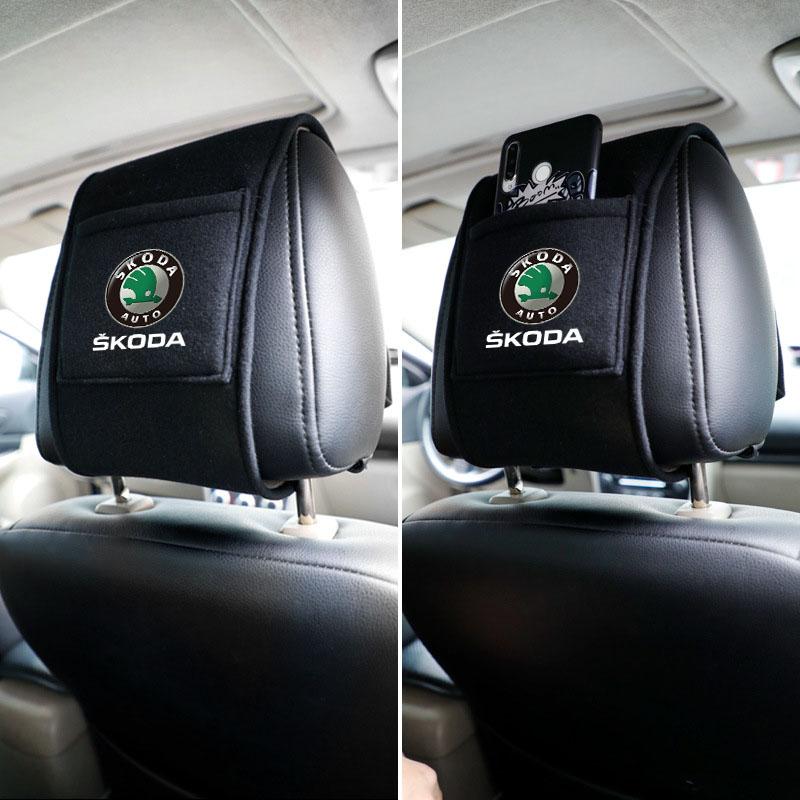 AAAJI1 Car Headrest Cover Dustproof Cover For Front Seat Head Rests For Skoda Octavia 3 2 Superb 3 Kodiaq Fabia Kamiq Karoq Accessories