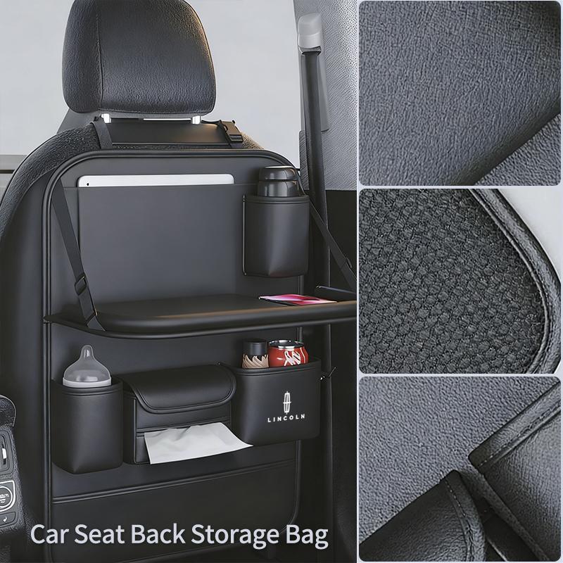 Car accessories interior PU Leather Backseat Organizer with Foldable Table For Lincoln MKZ MKX Aviator Navigator Continental gfsd7