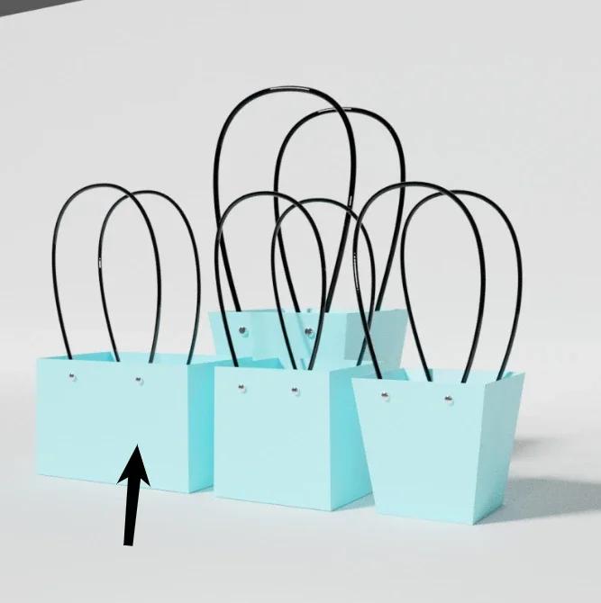 Paper Box Pink Kraft Paper Tote Bag Square Gift Bag  Flower Shop Supplies Valentine's Day Party 10pcs Fresh Flower Packaging