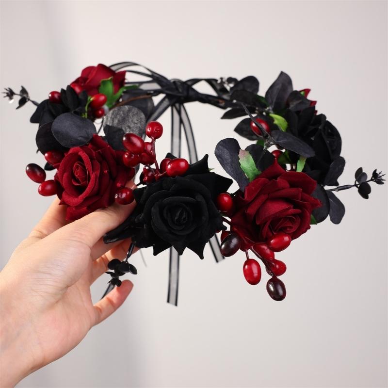 Day Of the Deads Headpiece Rose Flower Crowns Headband Halloween Cincos De Mayoes Party Costumes for Womens Gifts