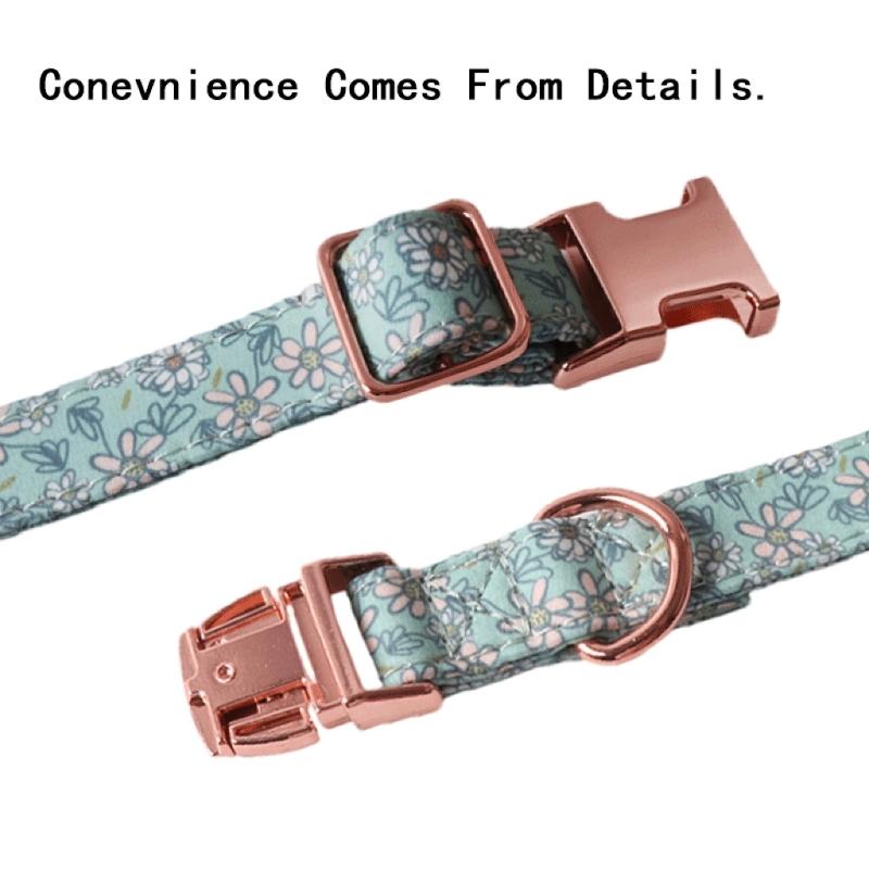 Fashion Dog Collar+Leash+Necktie Set Completes with Colorful Floral Print Bow Perfect for Pets Outstanding in the Crowd