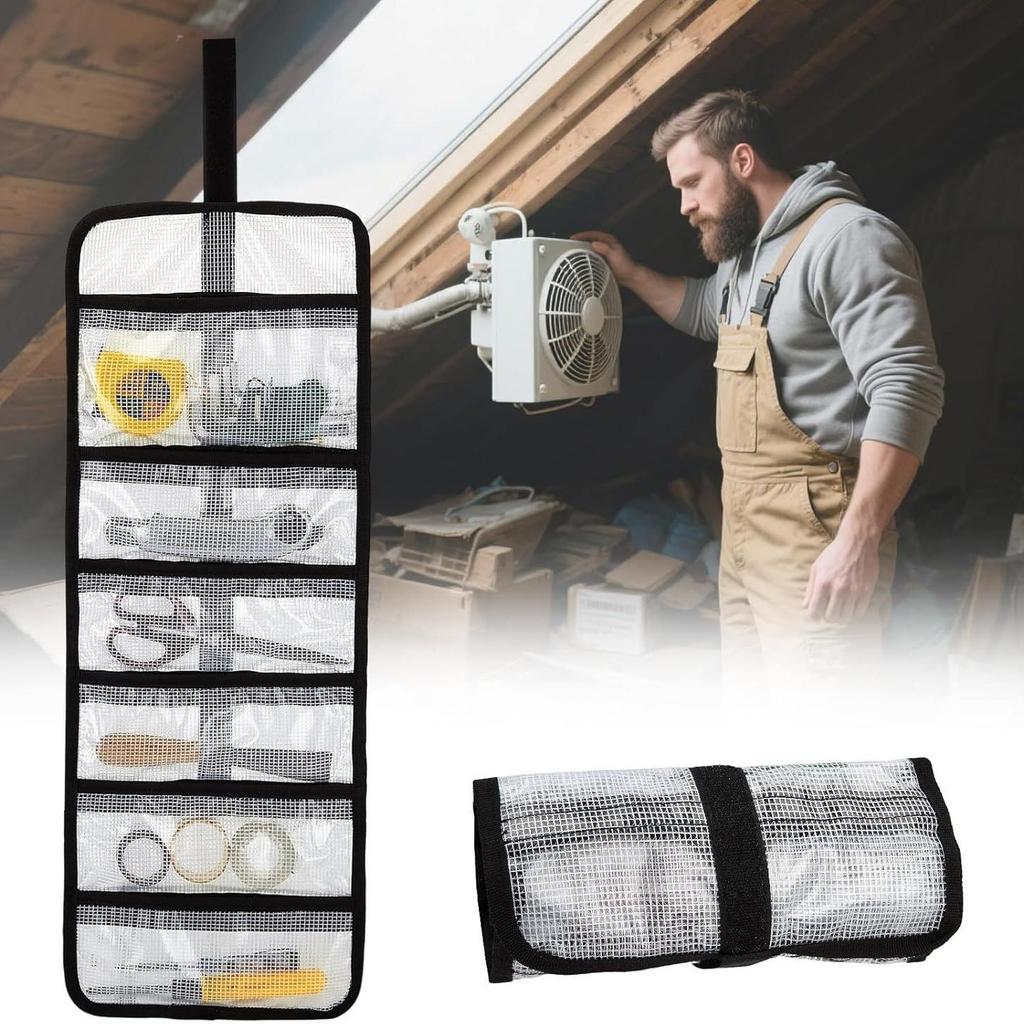 Transparent PVC Roll-up Fishing Lure Bag, 6 Pockets, Large Capacity, Foldable Storage Cover