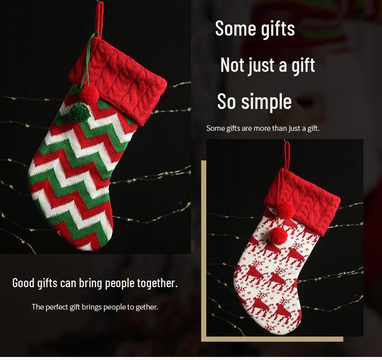Red & White Reindeer Christmas Woolen Socks & Gift Bags for Kids