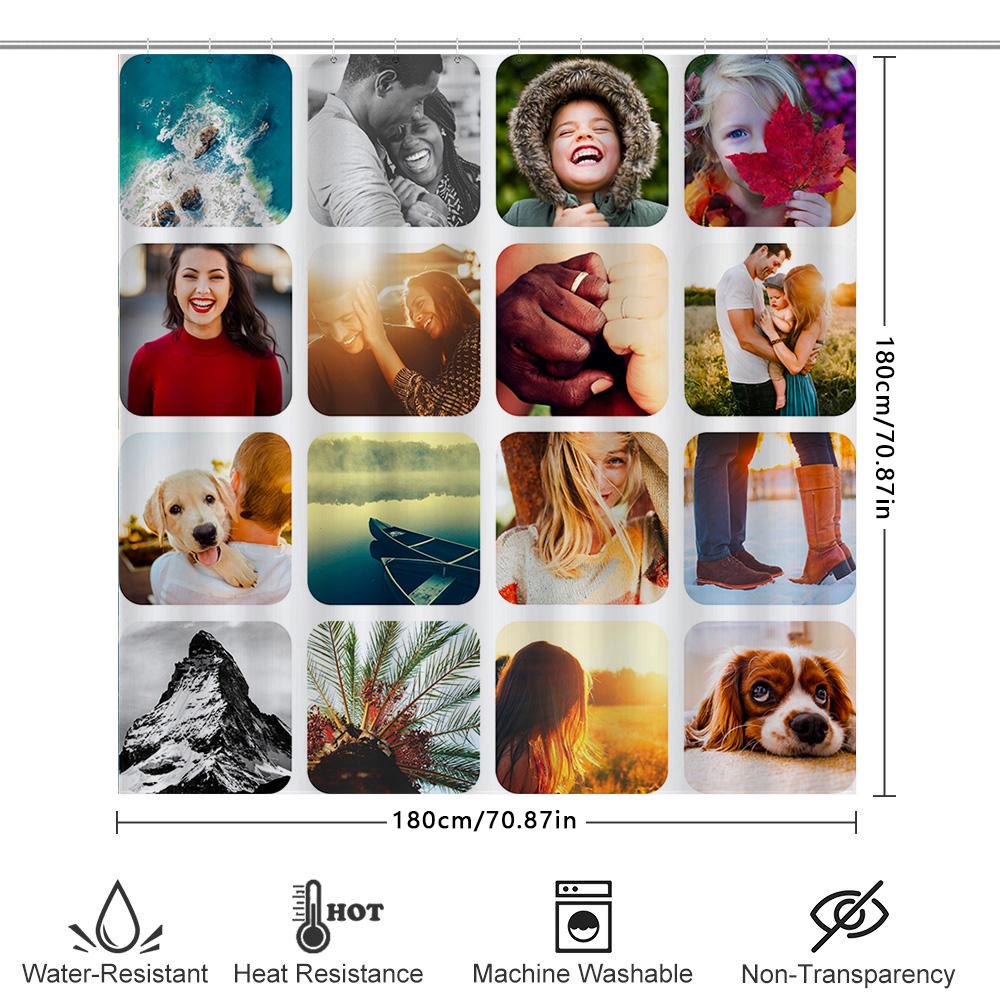 Customizable Photo Print Shower Curtain Personalized Home Decor Item for Bathroom