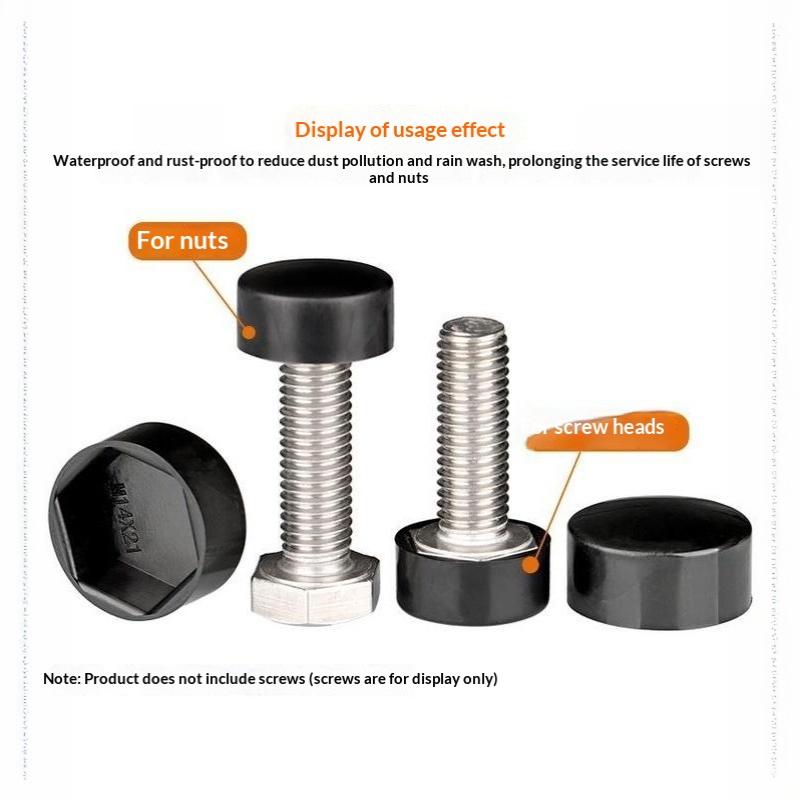 20 Stück Sechskantmutter Flachkopf Kunststoff-Schutzkappe Außensechskantschraube Niedriger Kopf Dekorationskappe Staubdichte Abdeckungen