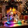 Holiday Party Supplies Christmas Tabletop Glowing Ornament, 3D Wooden Tree Decoration with Decorative Ornaments for Warm Light, Festive Centerpiece