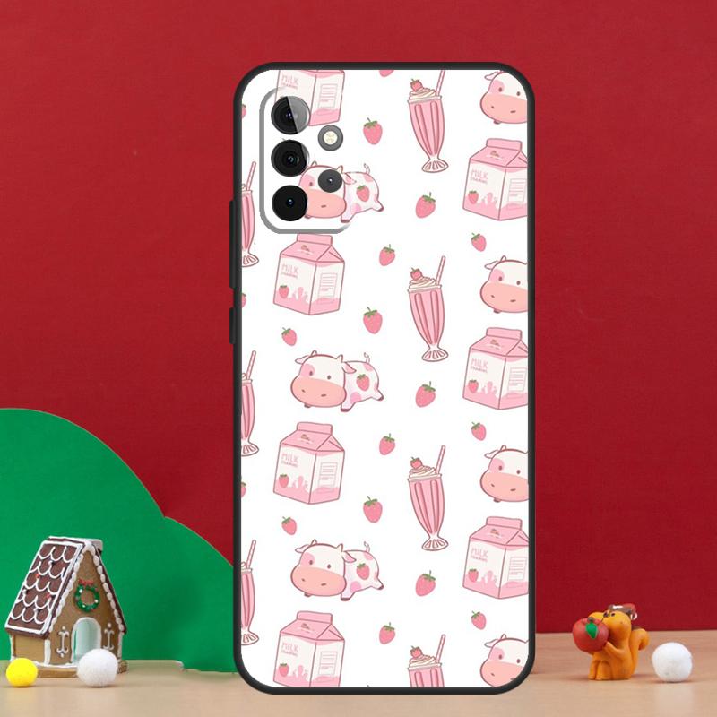 Kawaii Strawberry Milk Case For Samsung Galaxy A56 A33 A13 A36 A23 A52 A32 A12 A54 A34 A14 A16 A53 A15 A35 A55 A17