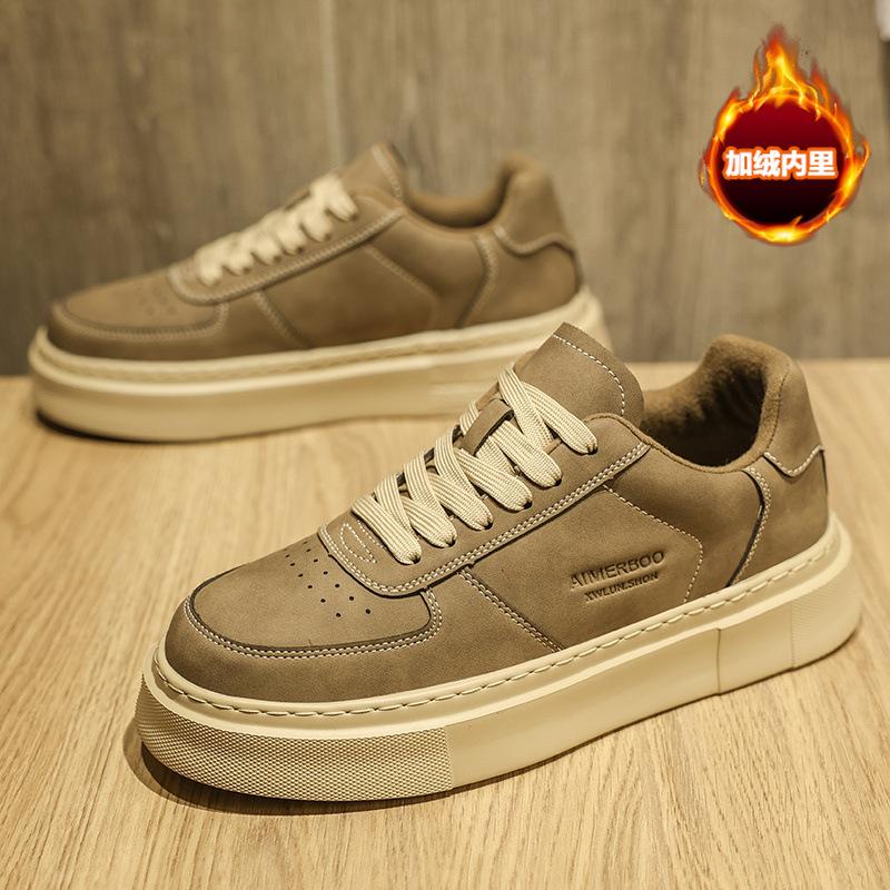 Light luxury autumn and winter new velvet thickened cotton shoes platform-soled retro board shoes light casual trendy shoes