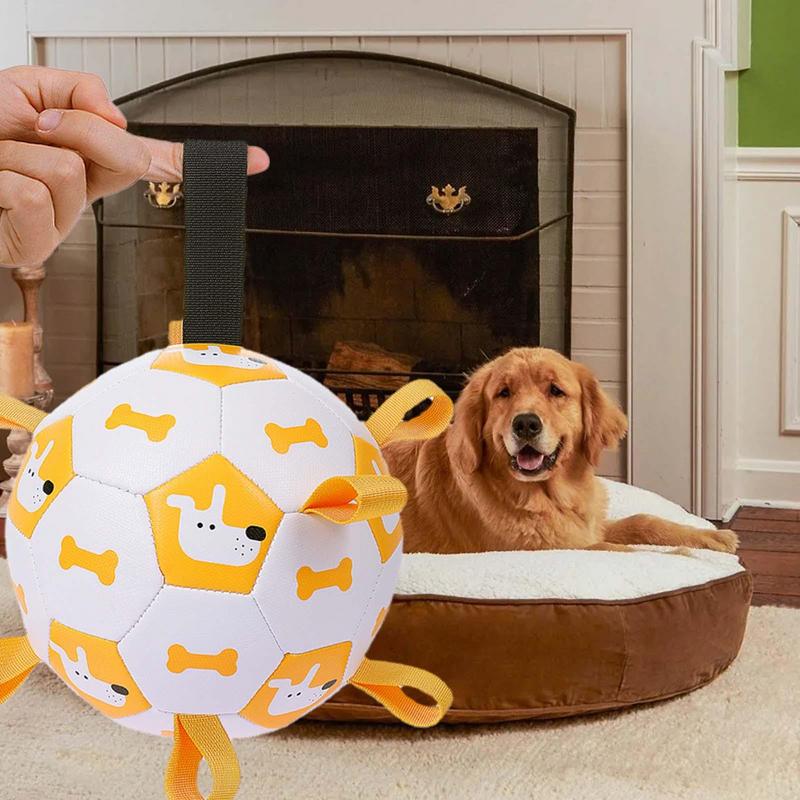 Dog Training Football with Grab Straps Durable Outside Dog Toys Bite-resistant Dog Balls for Medium To Large Dogs Pet Supplies