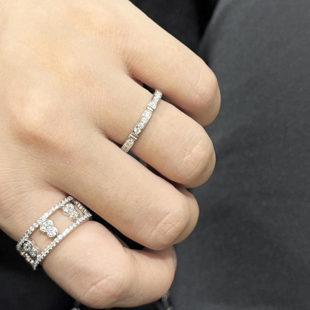 Chain shaped single row diamond ring, high-end micro inlaid high carbon diamond, personalized and fashionable Electroplating Unisex Gift