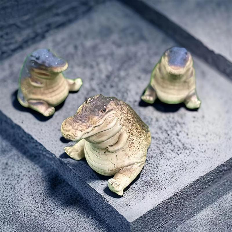 Crocodile Garden Ornament Home Table Decoration Resin Crafts Gift Animal Statue Garden Patio Art Resin Small Crocodile