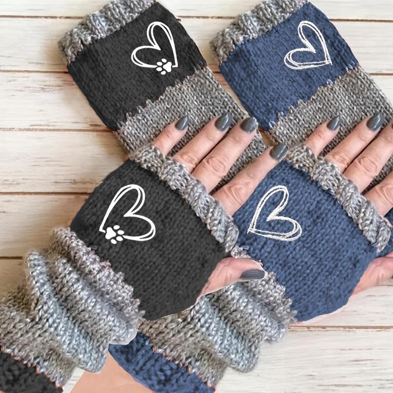 1PAIR heart-shaped claw embroidery autumn and winter warm going out mittens