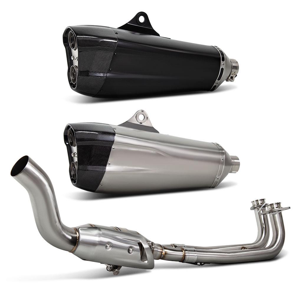 TMAX Motorcycle Modified Exhaust Pipe: Stainless Steel Front, Carbon Fiber, Laser Engraved (Fits 2017-2024 Models)