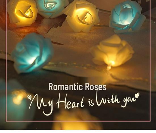 LED Rose String Lights - Romantic Valentine's Day Bedroom Decor