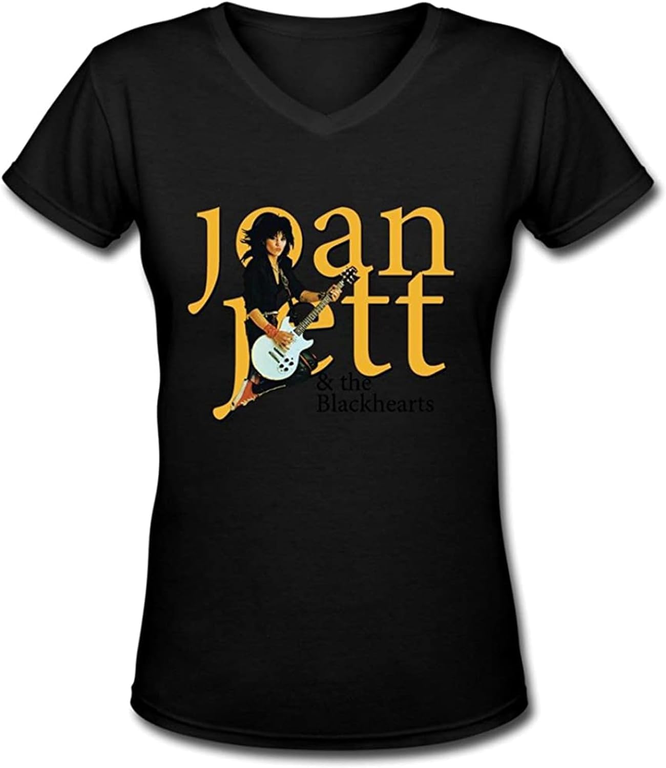 Joan Jett & The Blackhearts V-Neck Short Sleeve Tees for Men s T Shirt M чёрный