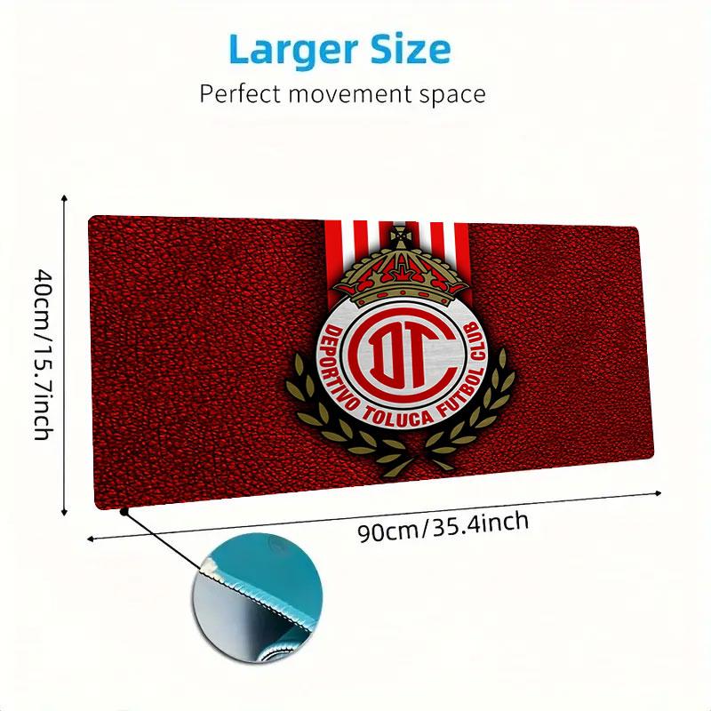 Toluca FC Mouse Pad, Large Gaming Desk Mat, Non-slip XXL Mousepad for Laptop & Tablet, Mini PC Playmat with Stitched Edges