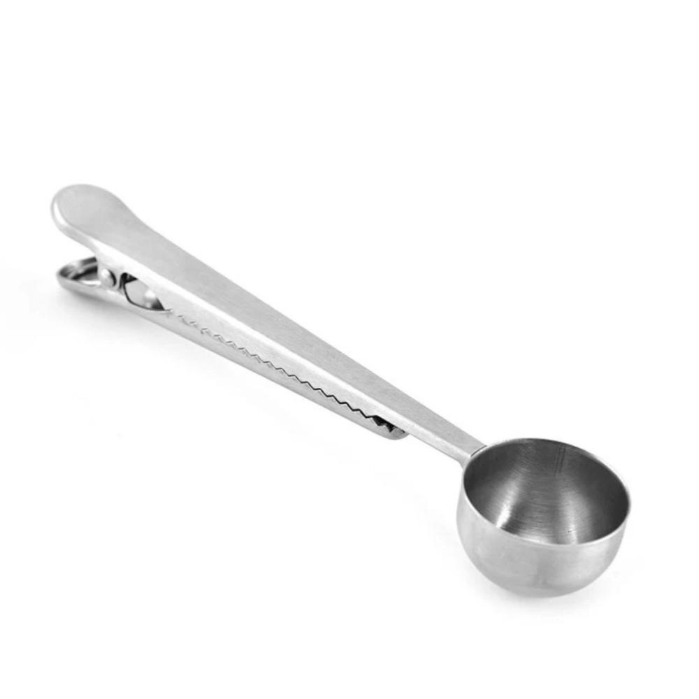 Нержавеющая ложка с зажимом Маленькие кухонные аксессуары Чайная ложка Ложка для меда и кофе Совок для приправ для ресторана 1PC