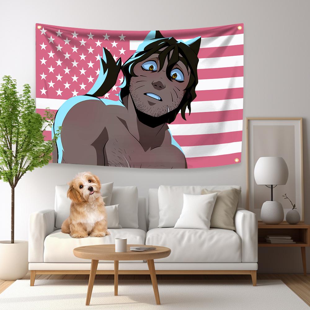 Strades American Flag 4 Holes Anime Game BTD Tapestry For Living Room Home Dorm Decor Art Home Decor Banner Indoor Outdoor