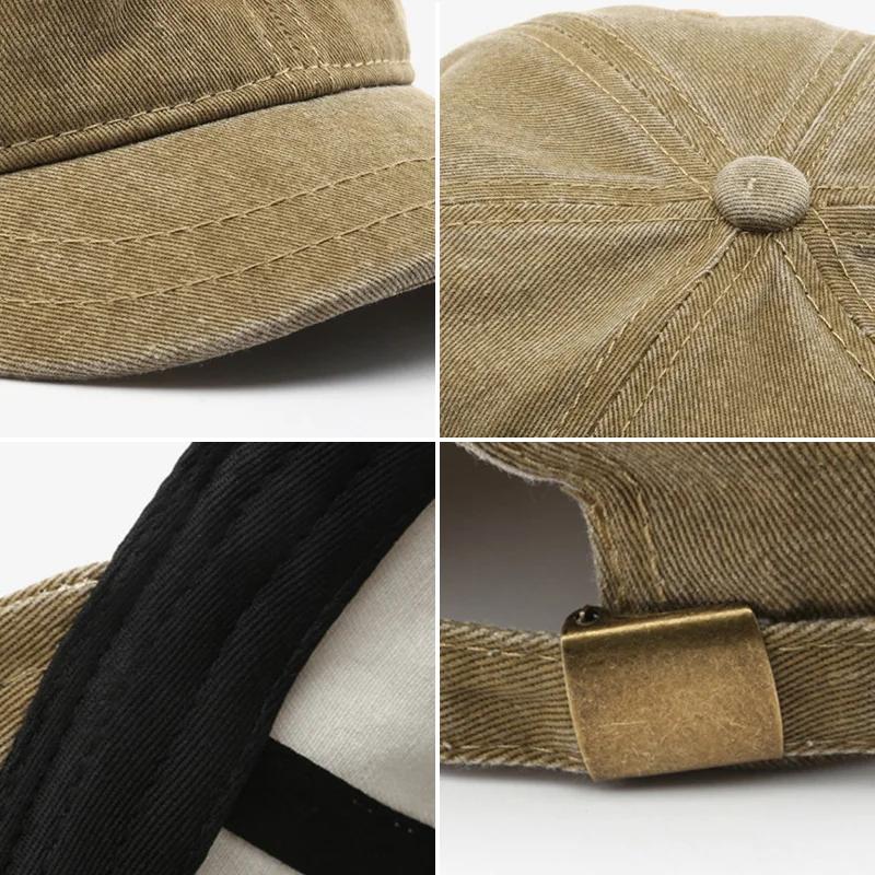 Retro Short Brim Baseball Caps for Man Women Solid Color Adjustable Outdoor Sun Visor Hats Cotton Streetwear Hip Hop Hats
