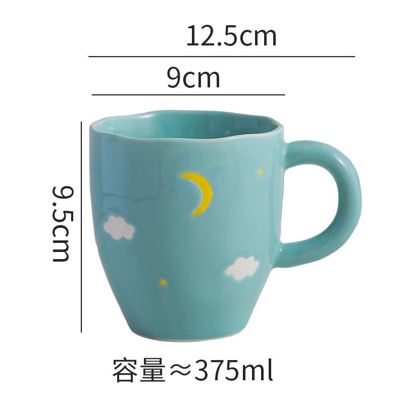 Creative Hand-Painted Ceramic Flower Coffee Cup High Value Cup Saucer Set Household Water Cup Breakfast Cup Afternoon Tea Cup 301-400ml