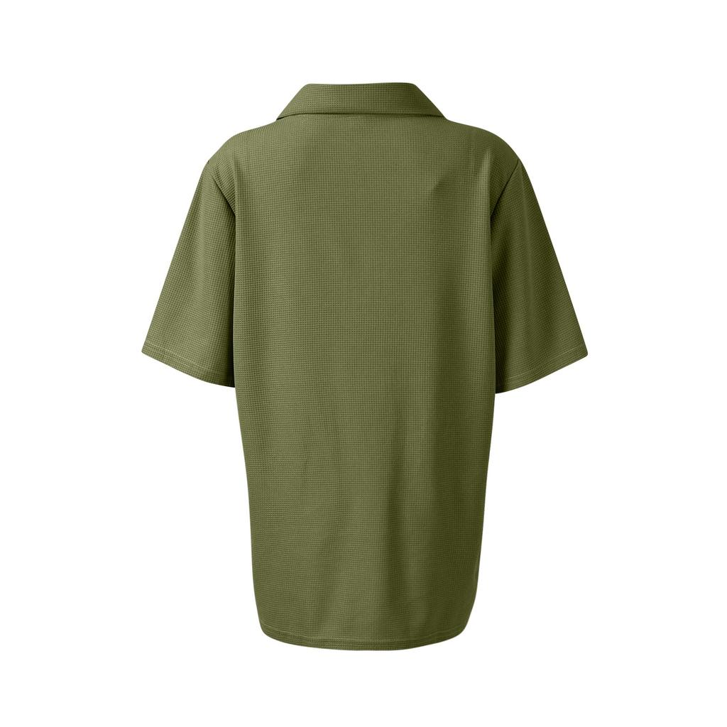 Women's Fashion Casual Lapel Short Sleeve Color Shirt Women's Up Tops