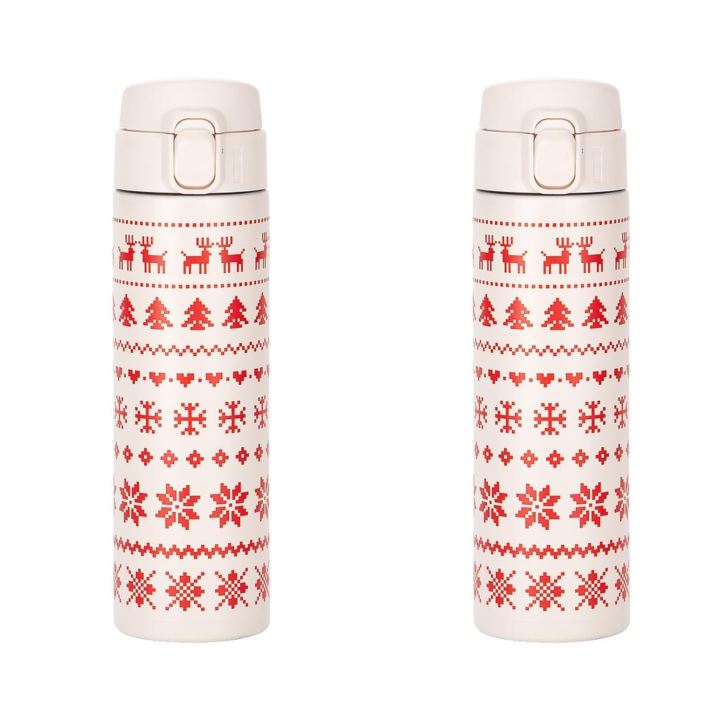 450ml Jul Älg Snöflinga Termosmugg Bärbar Rostfri Vakuumflaskor Vattenflaska Kall Varm Isolerad Julklapp Mugg