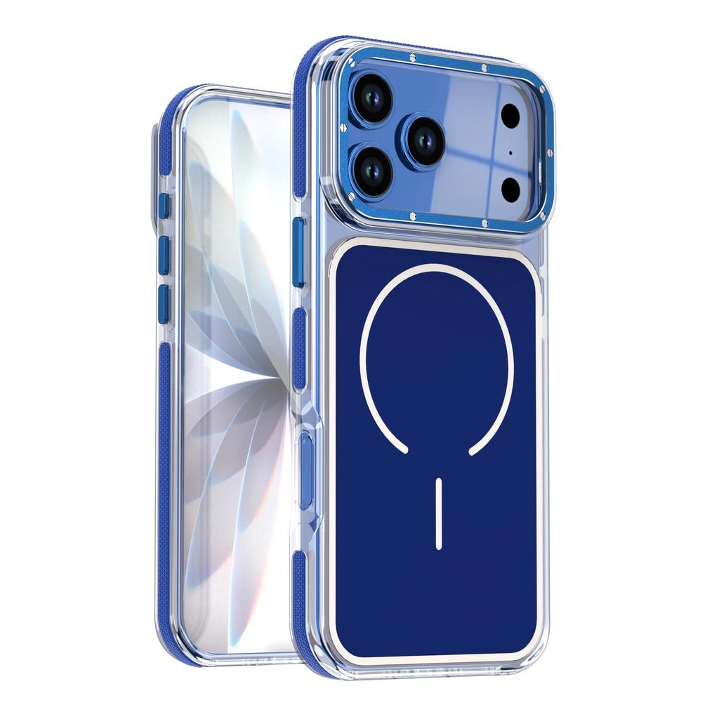 Luxury Two Tone Border Clear Strong Magnetic Phone Case for 17 Air 16 15 14 Plus 13 12 17 Pro Max 16e For Magsafe Cover